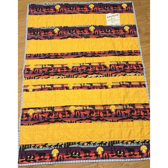 Handmade Quilted Throw Bright Southwest Christian Jesus Bible Quote 57” X 41” - Picture 1 of 7